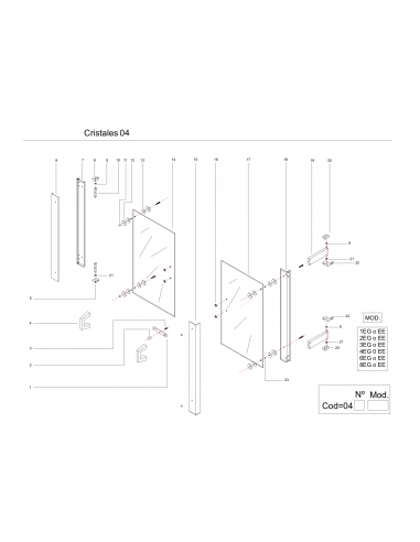 Châssis inox + charnières pour MCM 6 EG / EE